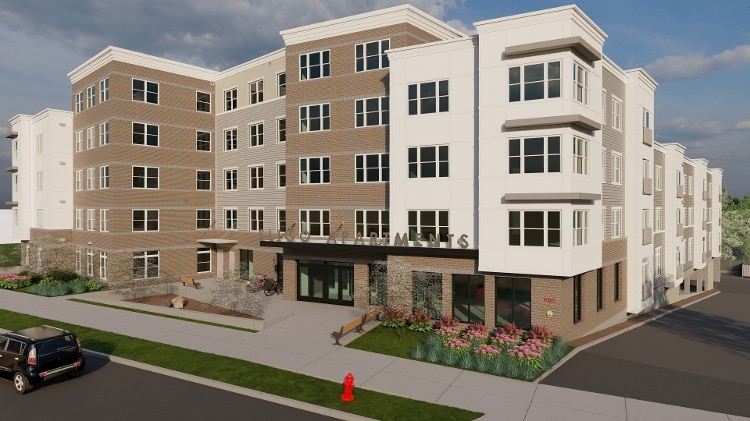 tan multi-unit apartment building